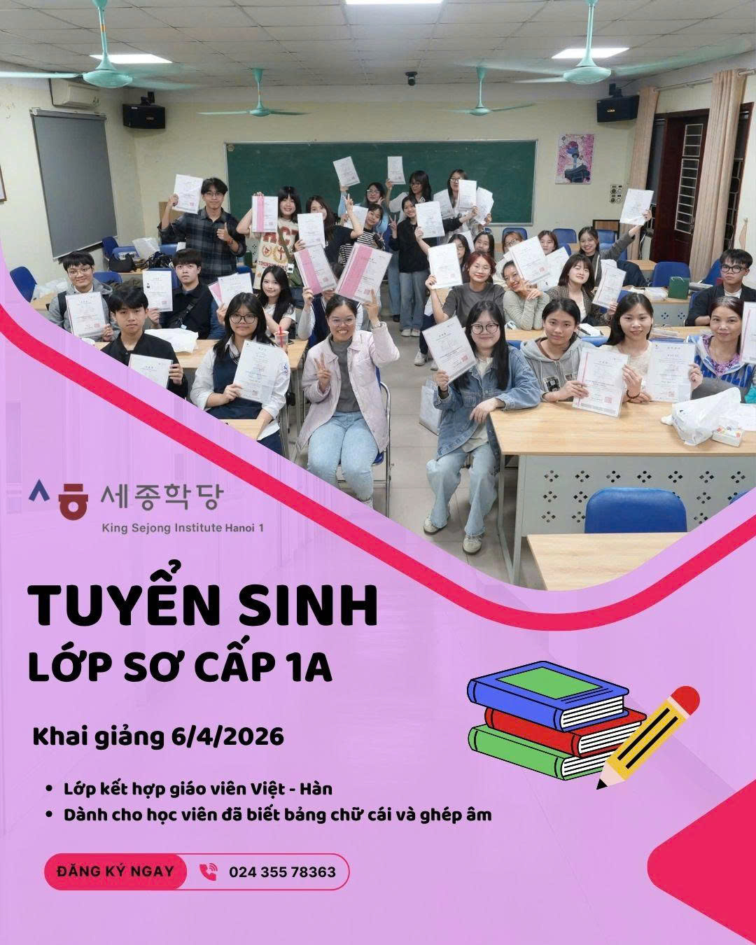 TUYỂN SINH LỚP TIẾNG HÀN SƠ CẤP 1A (CA SÁNG) – KHAI GIẢNG THÁNG 4/2026